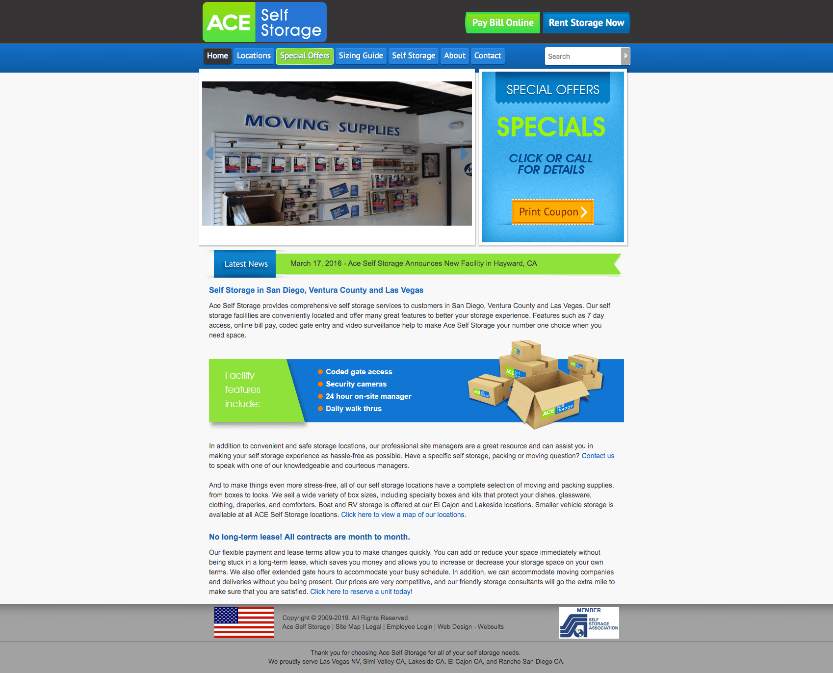 ace self storage old website