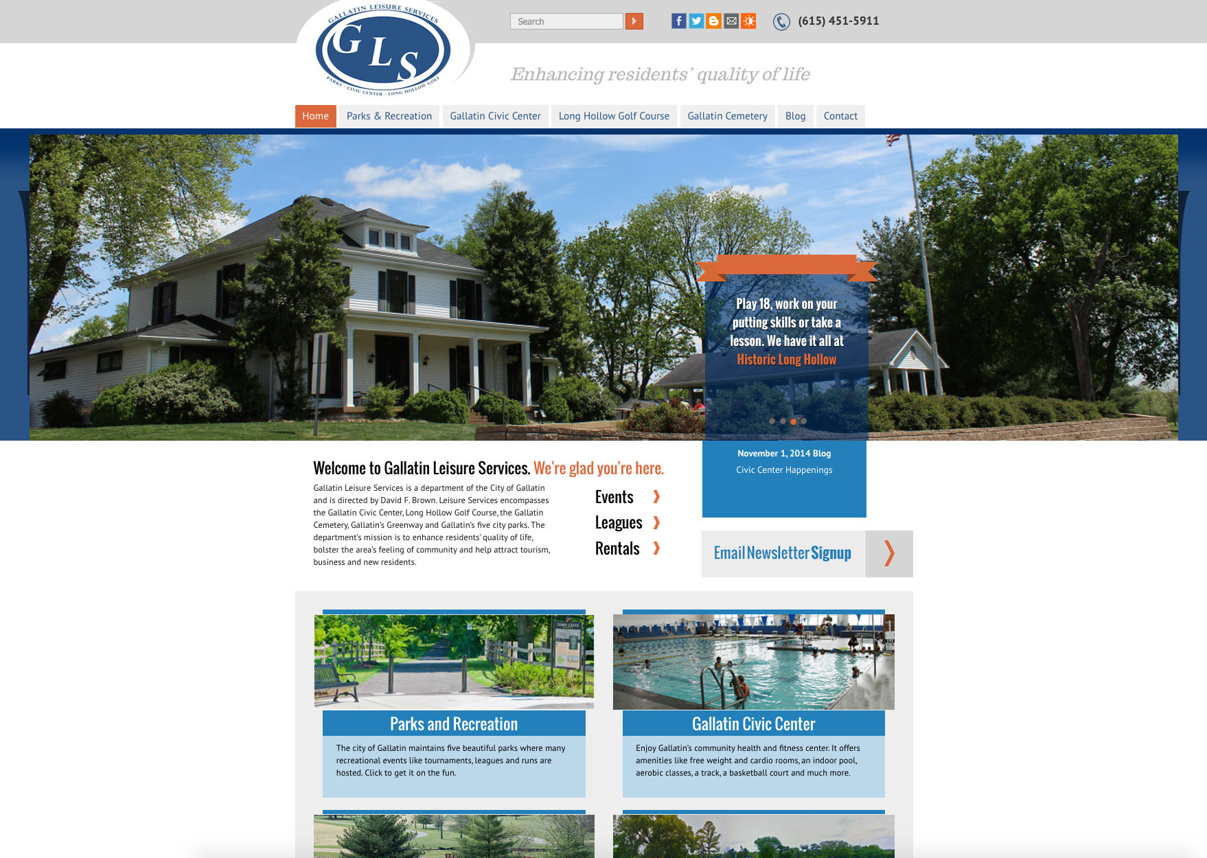 Gallatin Leisure Services homepage