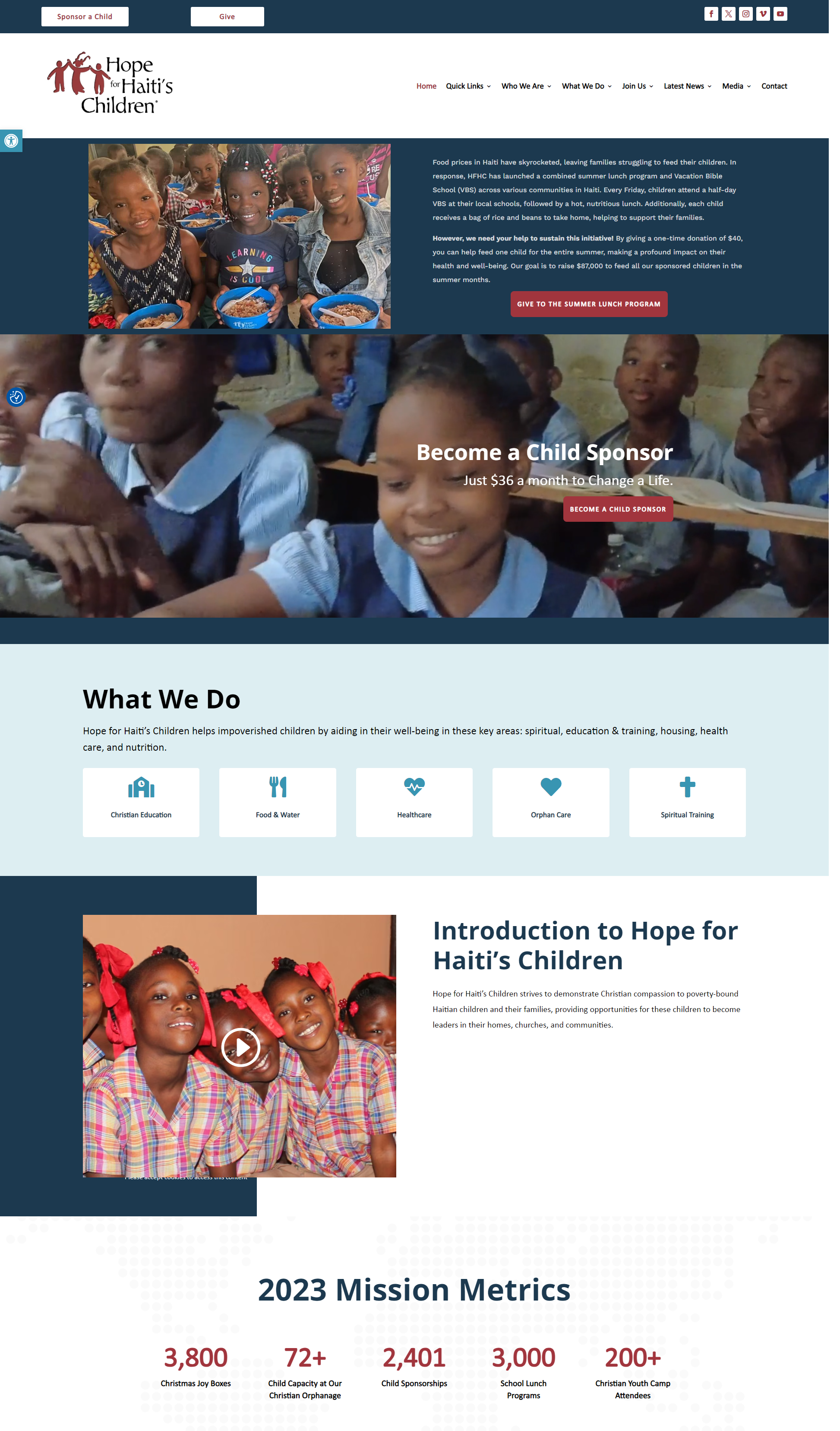 Hope for Haiti's Children website